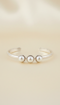 Bracelet jonc ouvert argent et perles fines