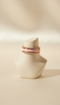 Set bagues empilables émail blush et diamants